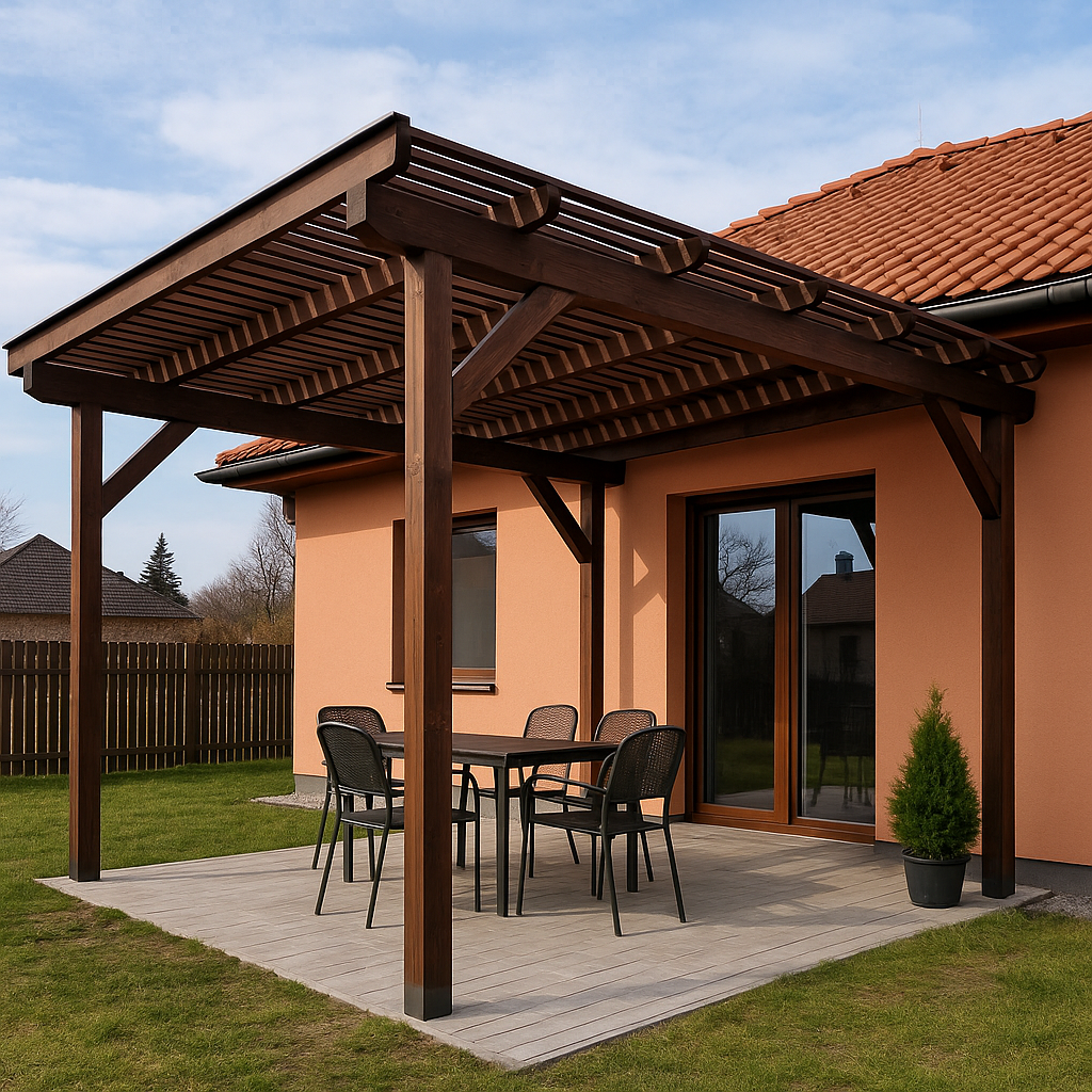 Dřevěná pergola s oplechováním